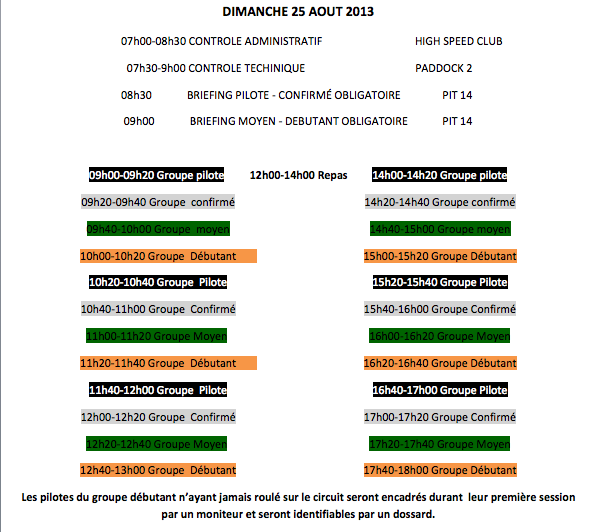 Horaires de roulage moto